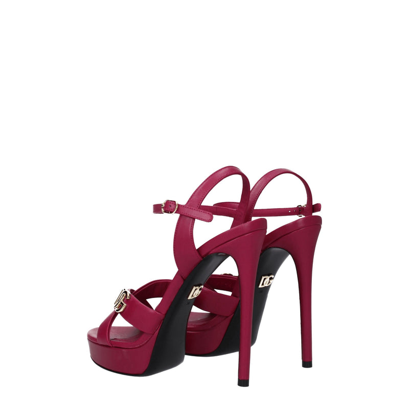 Dolce & Gabbana Pink Leather Platforms - Stylish High Heels