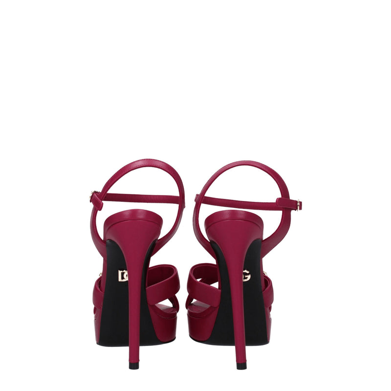 Dolce & Gabbana Pink Leather Platforms - Stylish High Heels