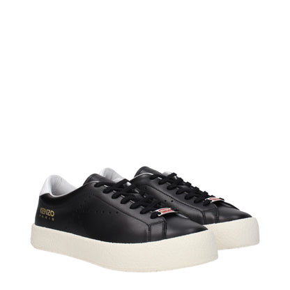 Kenzo leren lage sneakers in het zwart