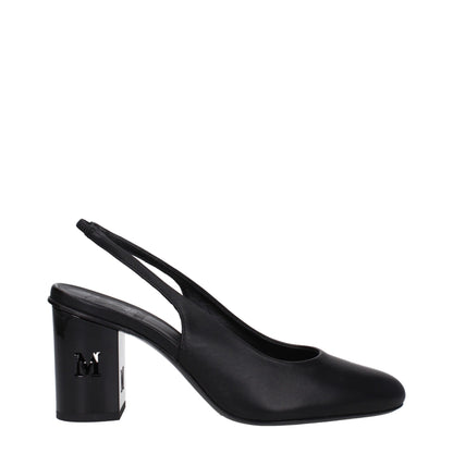 Max Mara Zwarte Lederen Pumps met Hoge Hak