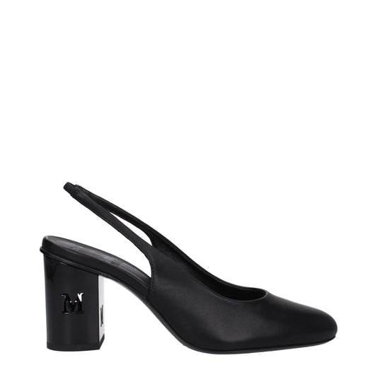 Max Mara Zwarte Lederen Pumps met Hoge Hak