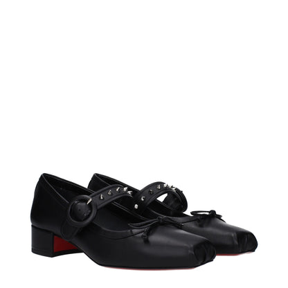 Zwarte leren balletpumps van Christian Louboutin