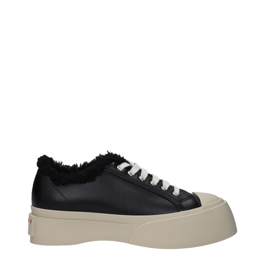 Marni leren chunky sneakers in het zwart