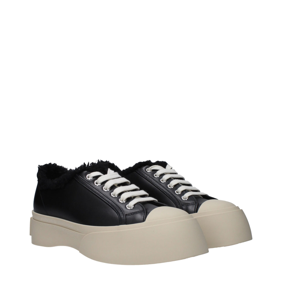 Marni Black Leather Chunky Sneakers for Women