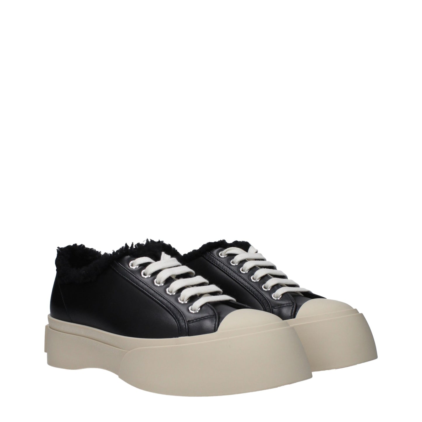 Marni leren chunky sneakers in het zwart