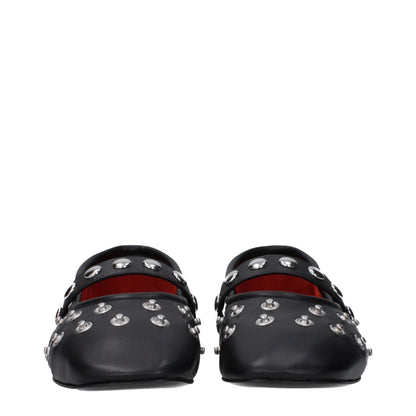 Stella McCartney Zwarte Lederen Ballet Sliertjes