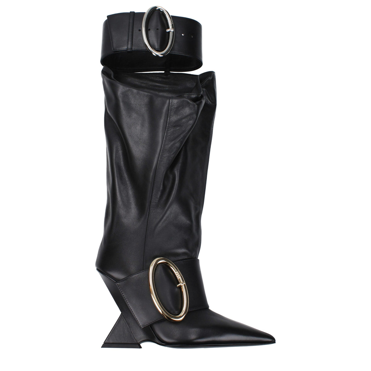 The Attico Black Leather Wedge Boots - Elegant and Comfortable