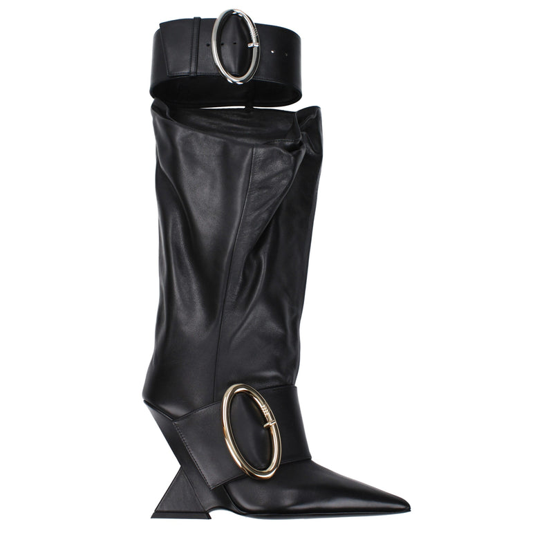 The Attico Black Leather Wedge Boots - Elegant and Comfortable