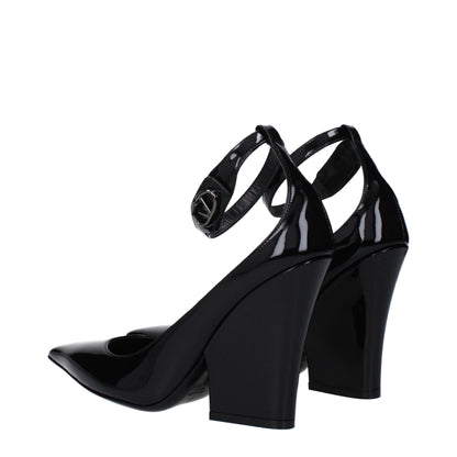 Valentino Garavani zwarte leren pumps met plateauzool
