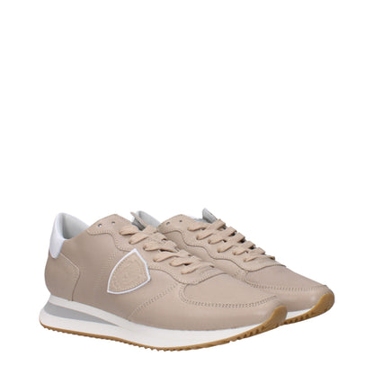 Philippe Model Beige leren lage sneakers