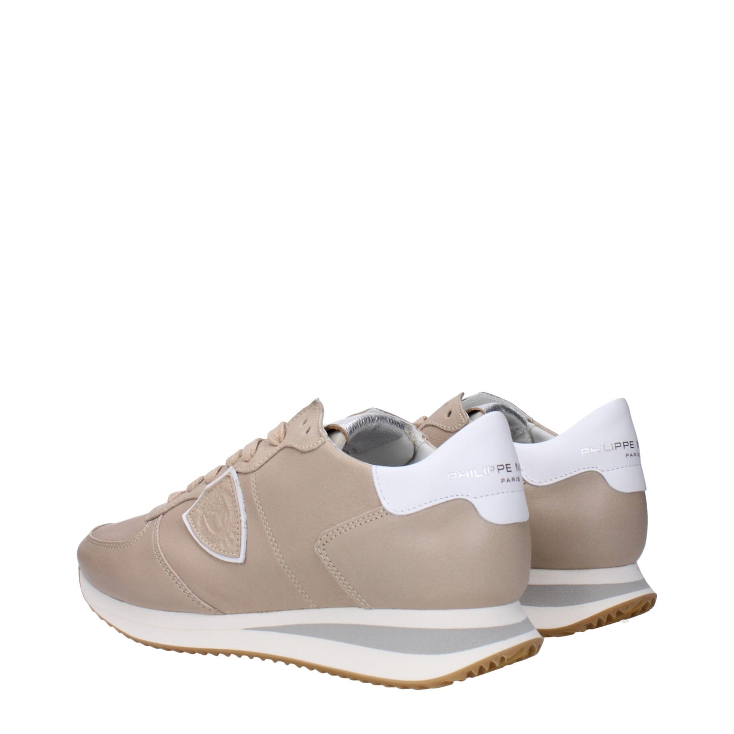 Philippe Model Beige leren lage sneakers