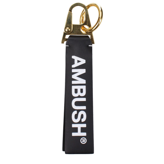 Porte-clés en cuir noir Ambush