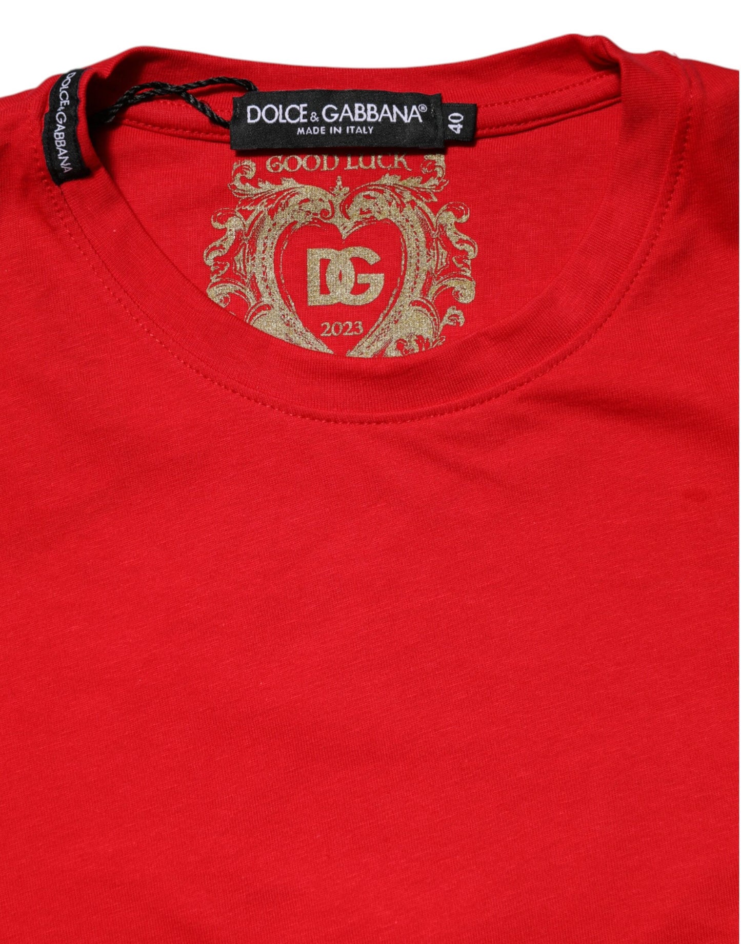 Dolce & Gabbana rood katoenen T-shirt met ronde hals en korte mouwen