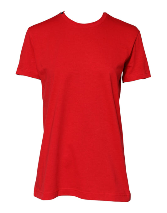 Dolce & Gabbana rood effen T-shirt met ronde hals en korte mouwen
