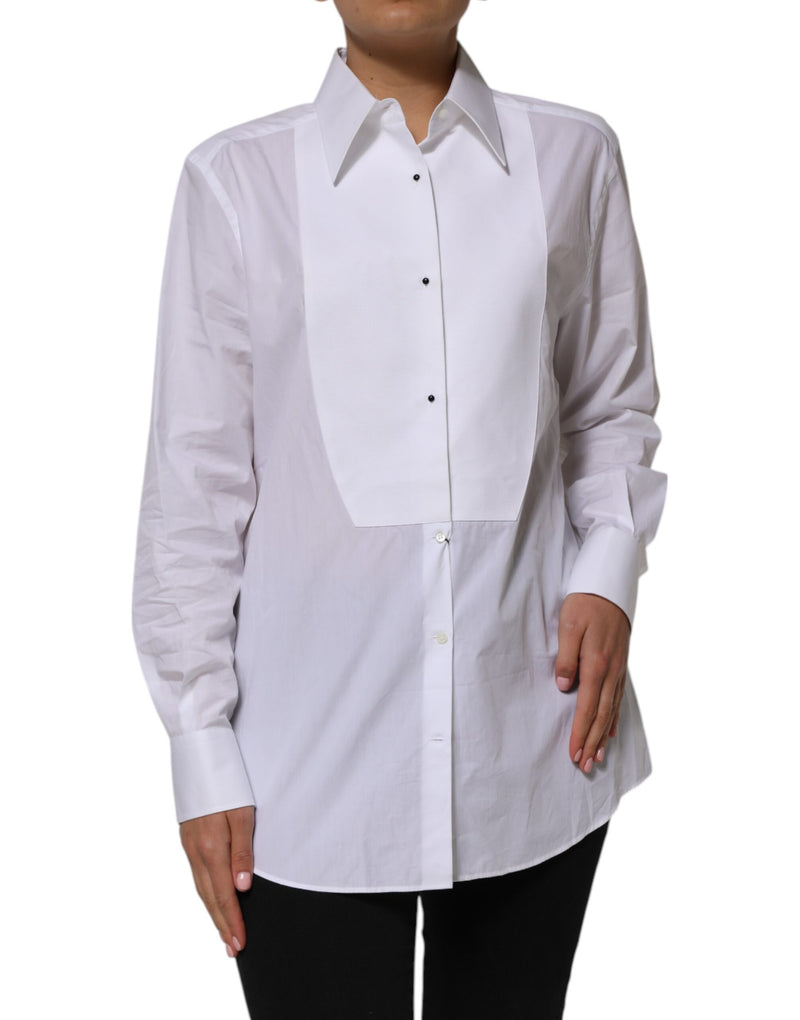 Dolce & Gabbana Chemise Longue à Col en Coton Blanc
