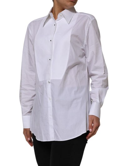 Dolce & Gabbana White Cotton Collared Long Sleeves Shirt Top