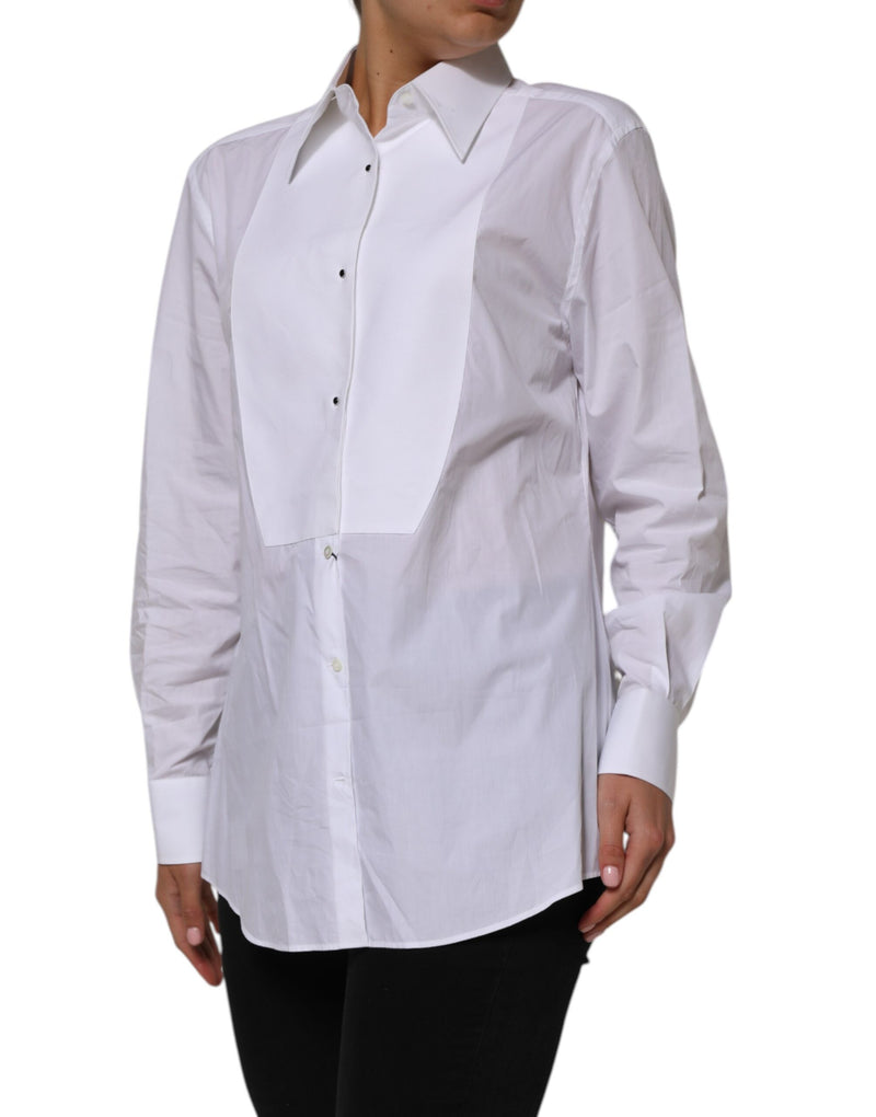 Dolce & Gabbana Chemise Longue à Col en Coton Blanc