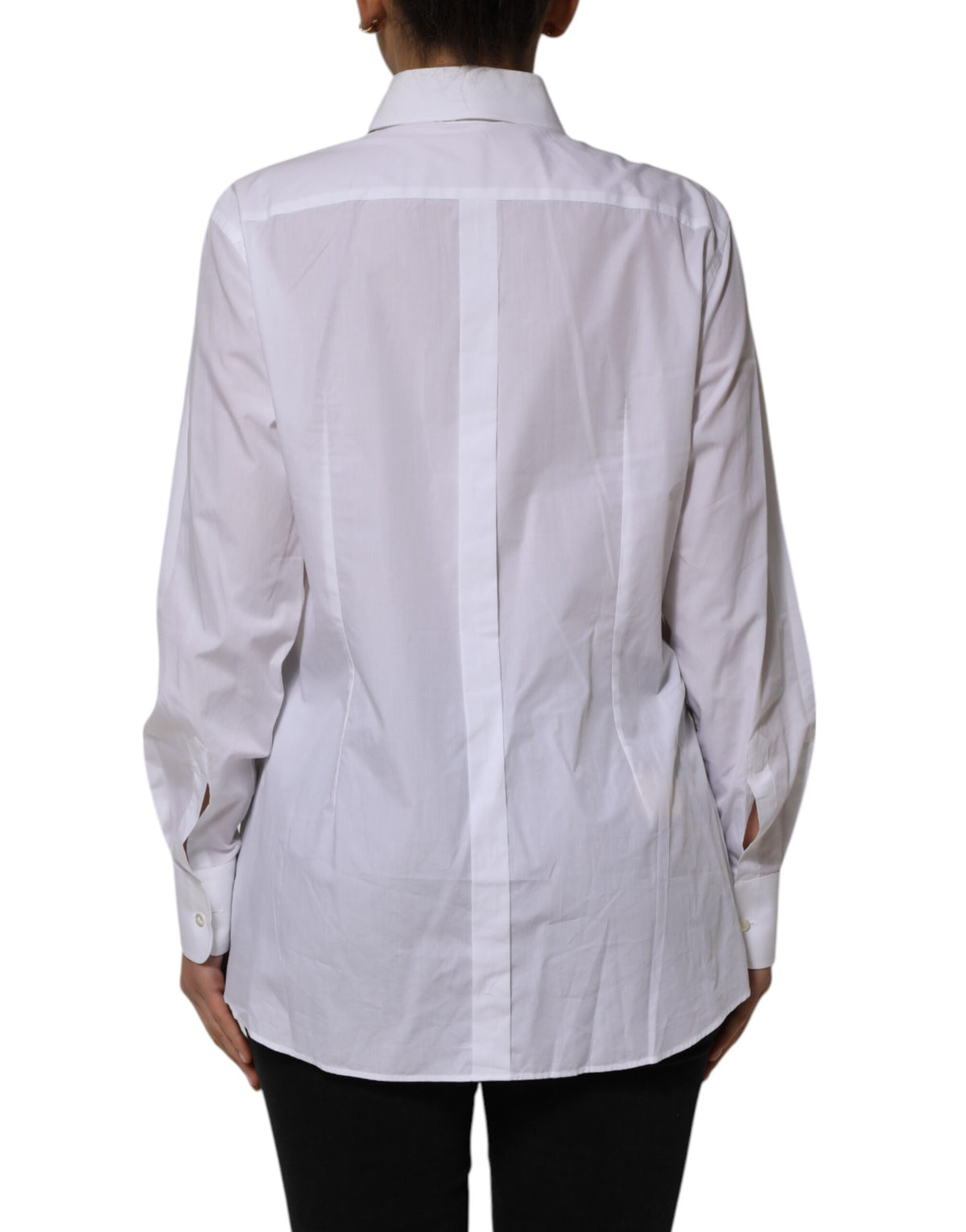 Dolce & Gabbana Chemise Longue à Col en Coton Blanc