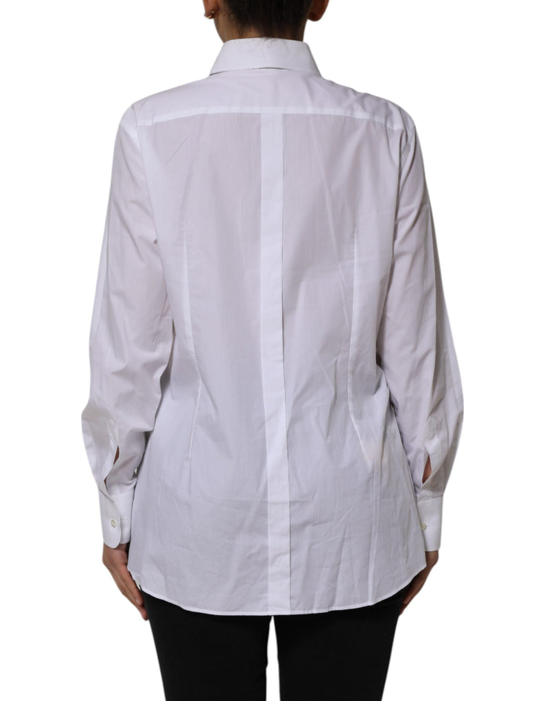 Dolce & Gabbana Chemise Longue à Col en Coton Blanc