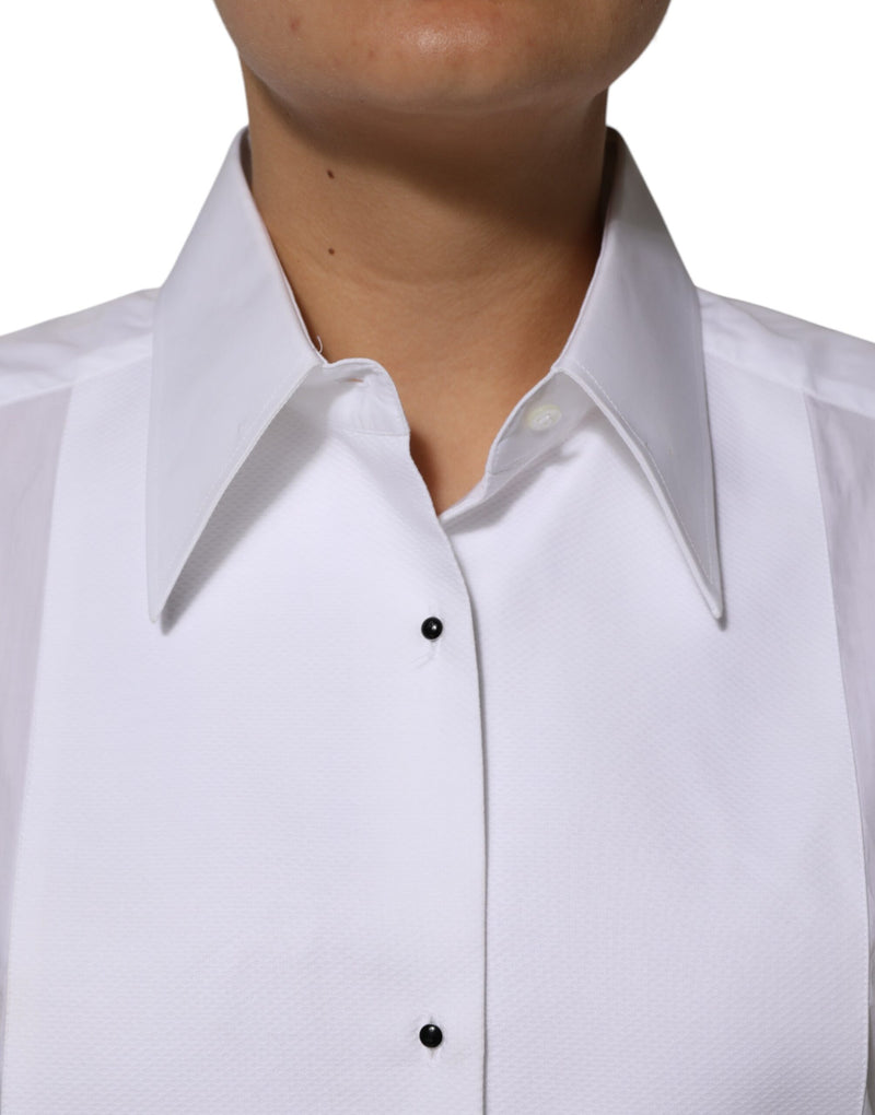 Dolce & Gabbana Chemise Longue à Col en Coton Blanc