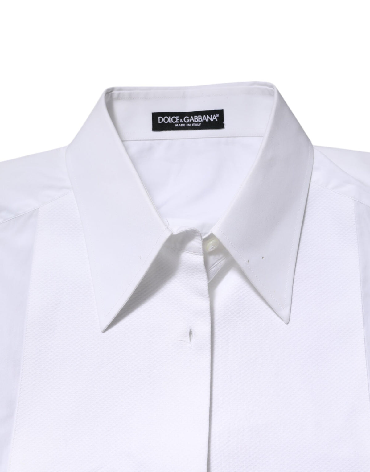 Dolce & Gabbana Chemise Longue à Col en Coton Blanc