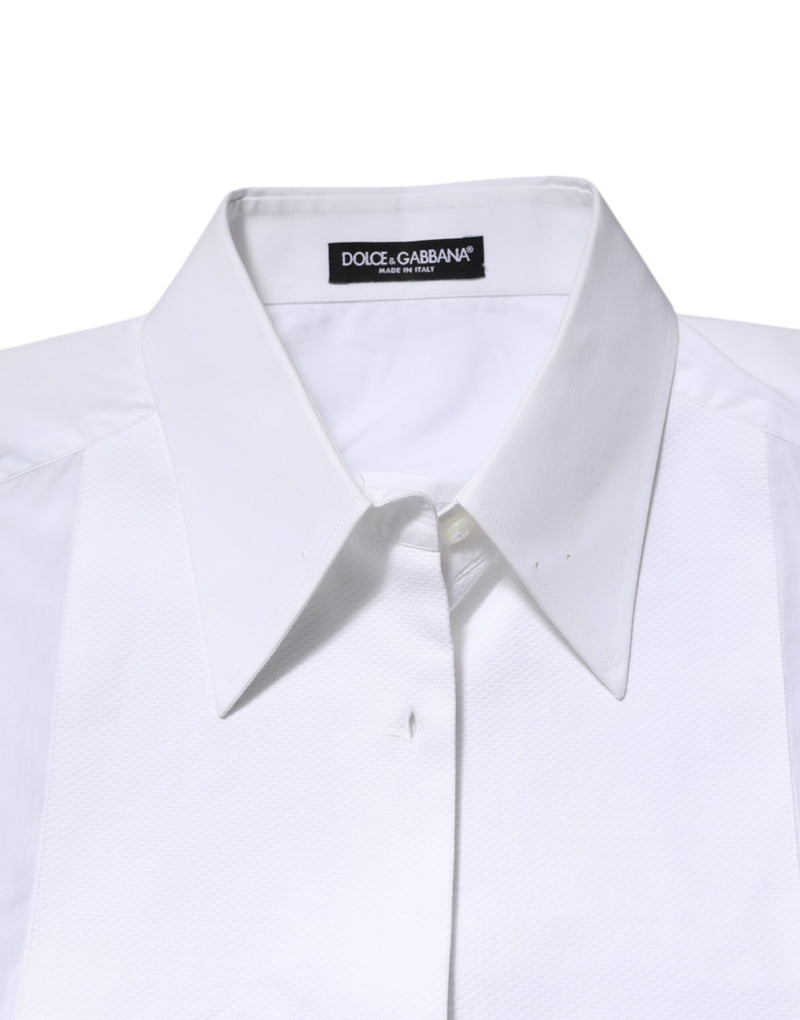 Dolce & Gabbana Chemise Longue à Col en Coton Blanc