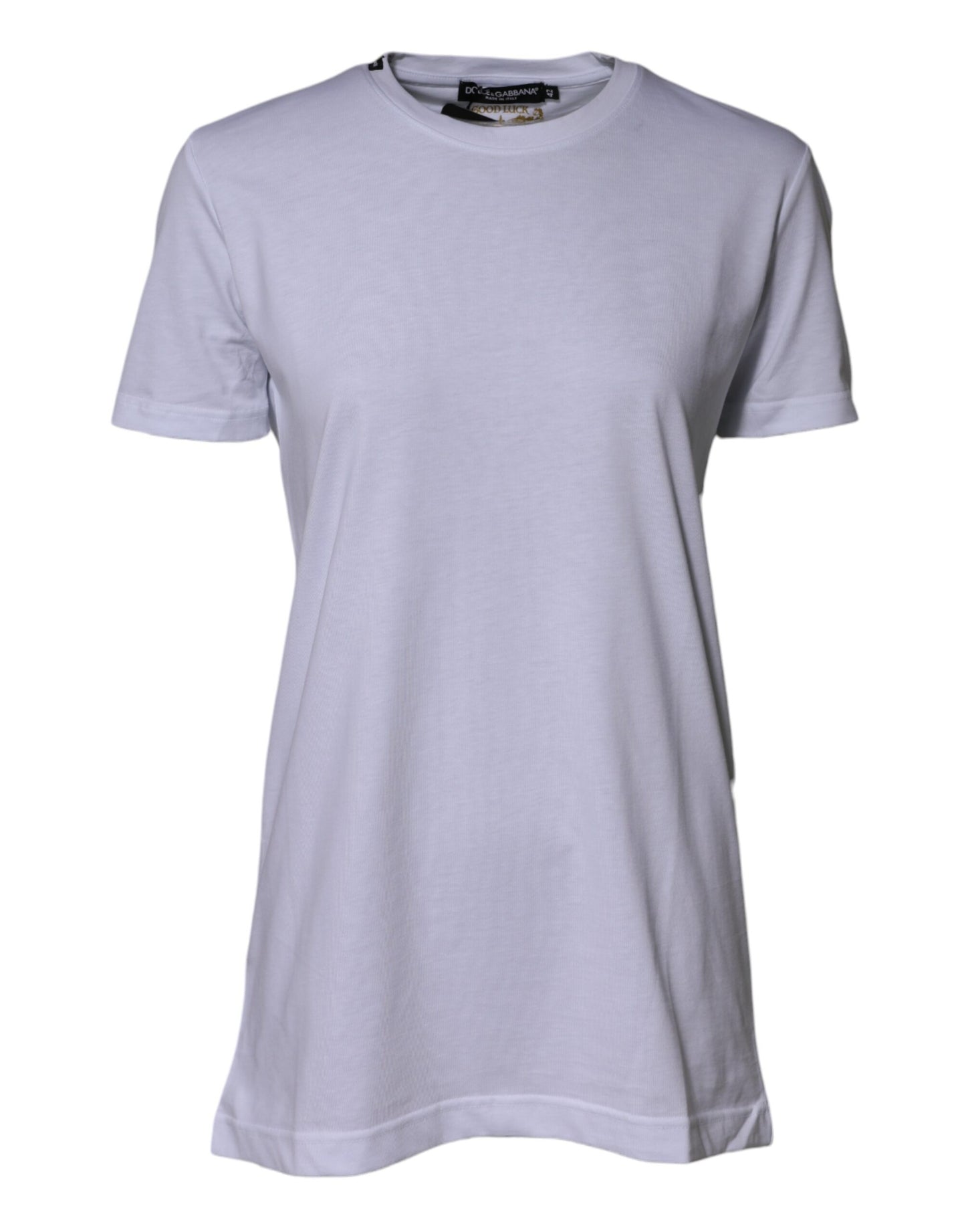 T-shirt à col rond en coton blanc Dolce & Gabbana Goodluck 2023