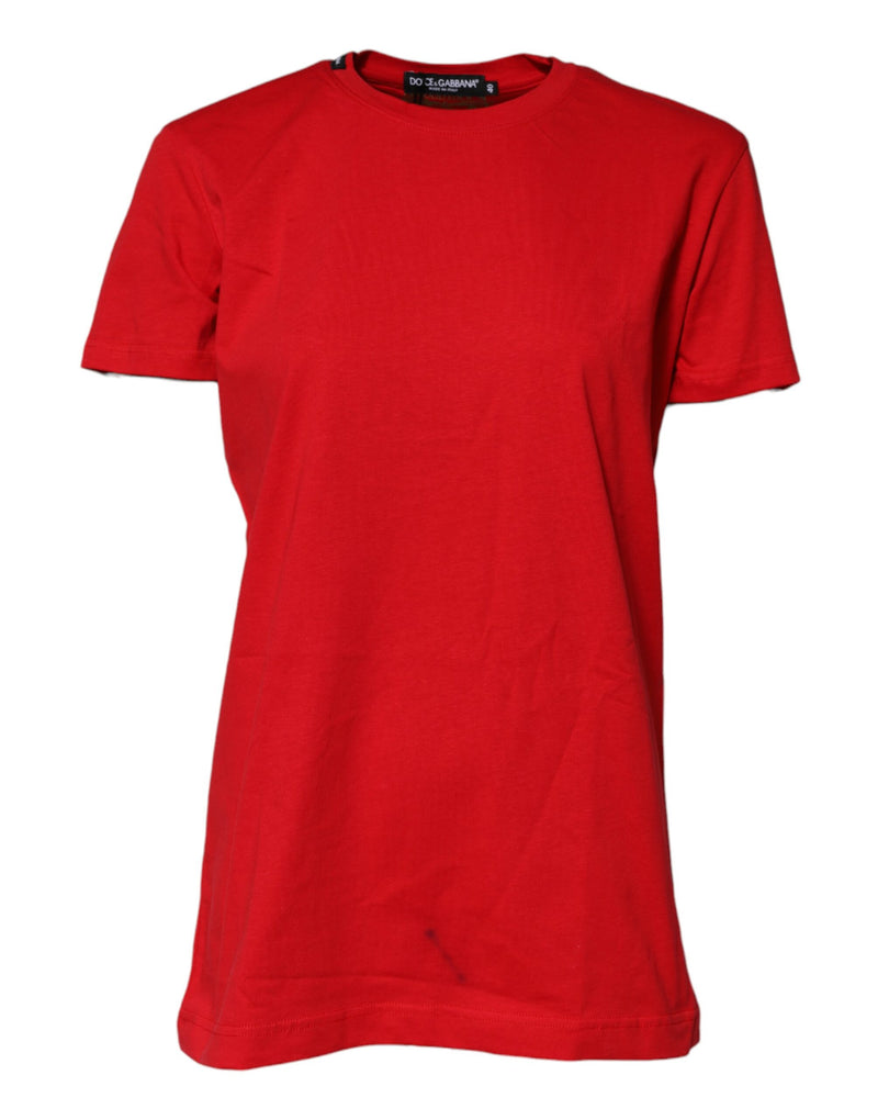 Dolce & Gabbana Red Cotton Short Sleeves Crew Neck T-shirt
