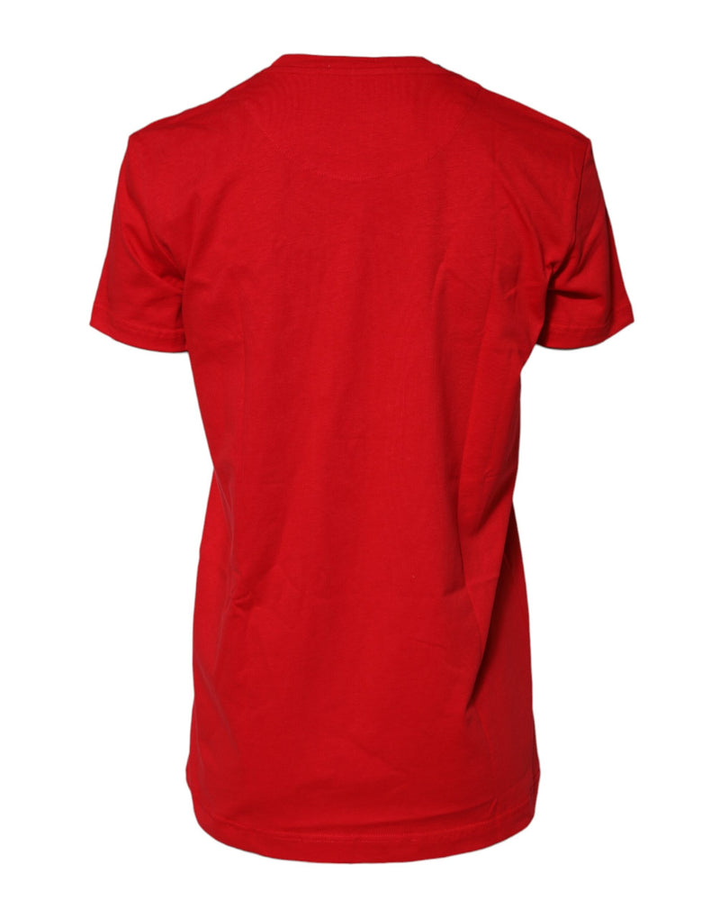 Dolce & Gabbana Red Cotton Short Sleeves Crew Neck T-shirt