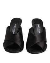 Dolce & Gabbana KEIRA Satin Slides Sandals - Black