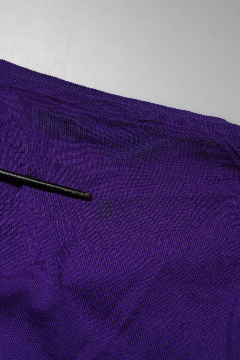 Dolce & Gabbana Purple Wool Knit V-neck Cardigan Sweater
