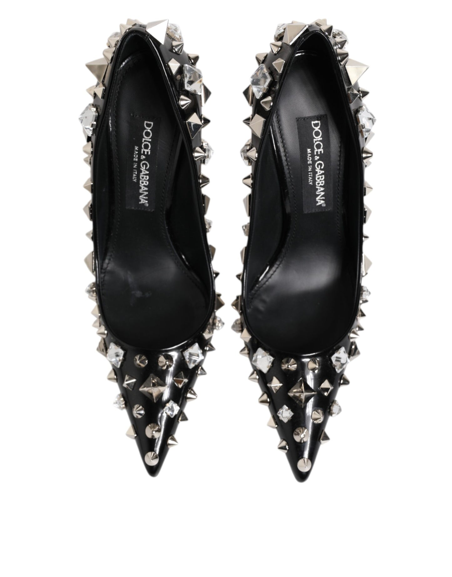 Dolce & Gabbana Black Crystals Studs Stiletto Pumps Shoes