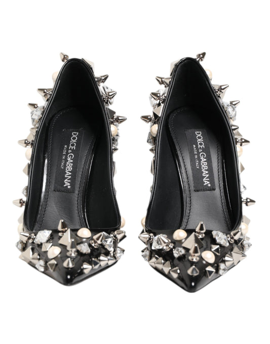 Dolce & Gabbana Black Crystals Studs Stiletto Pumps