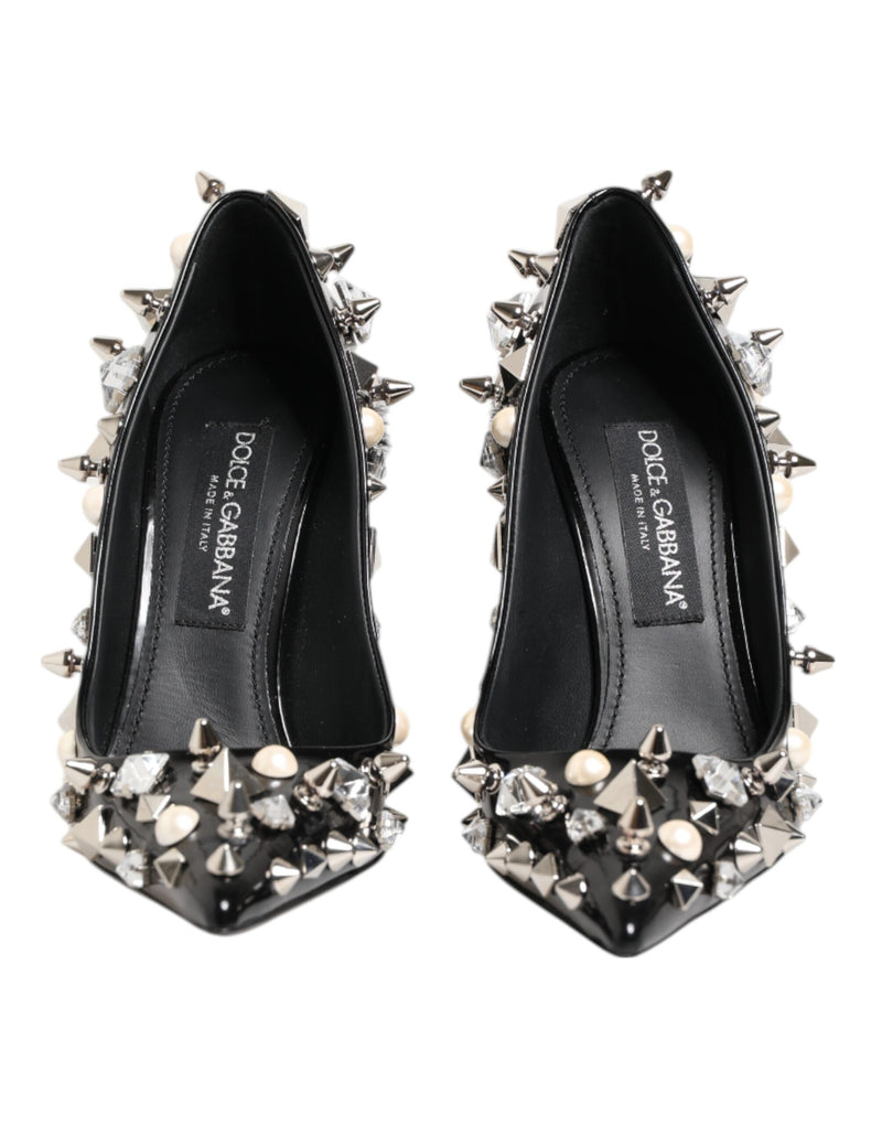 Dolce & Gabbana Black Crystals Studs Stiletto Pumps
