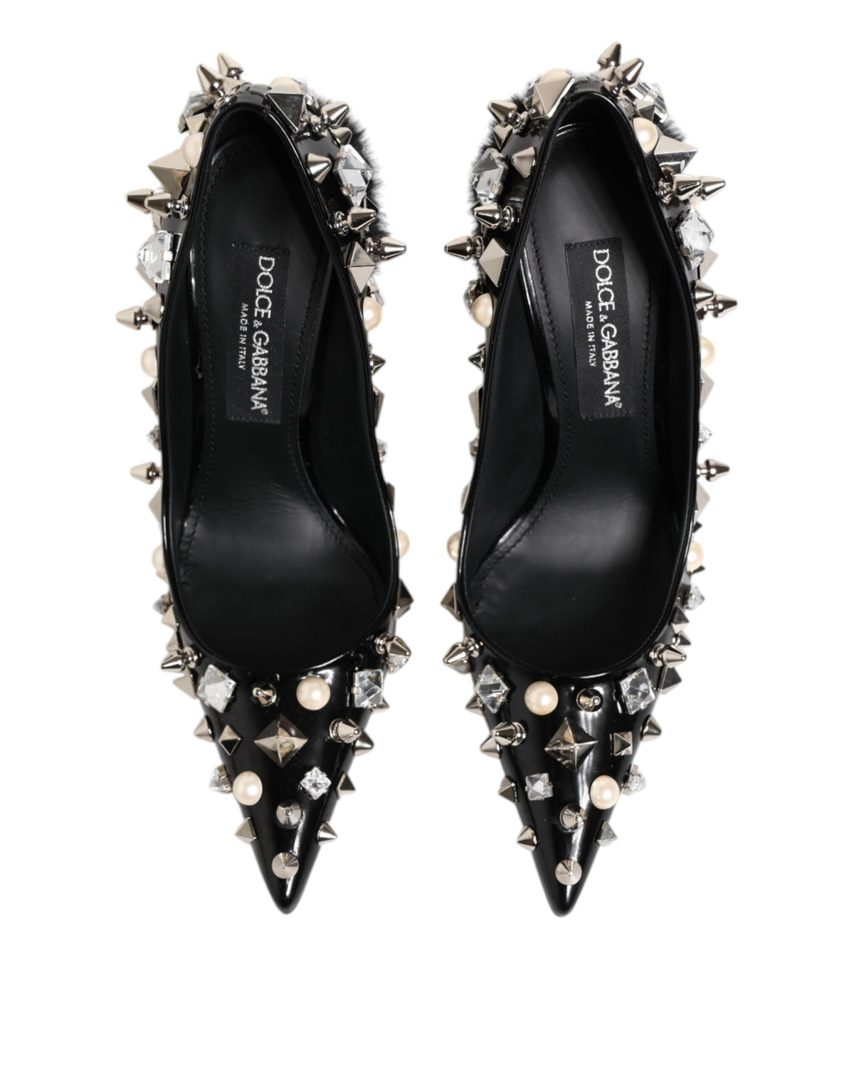 Dolce & Gabbana Black Crystals Studs Stiletto Pumps