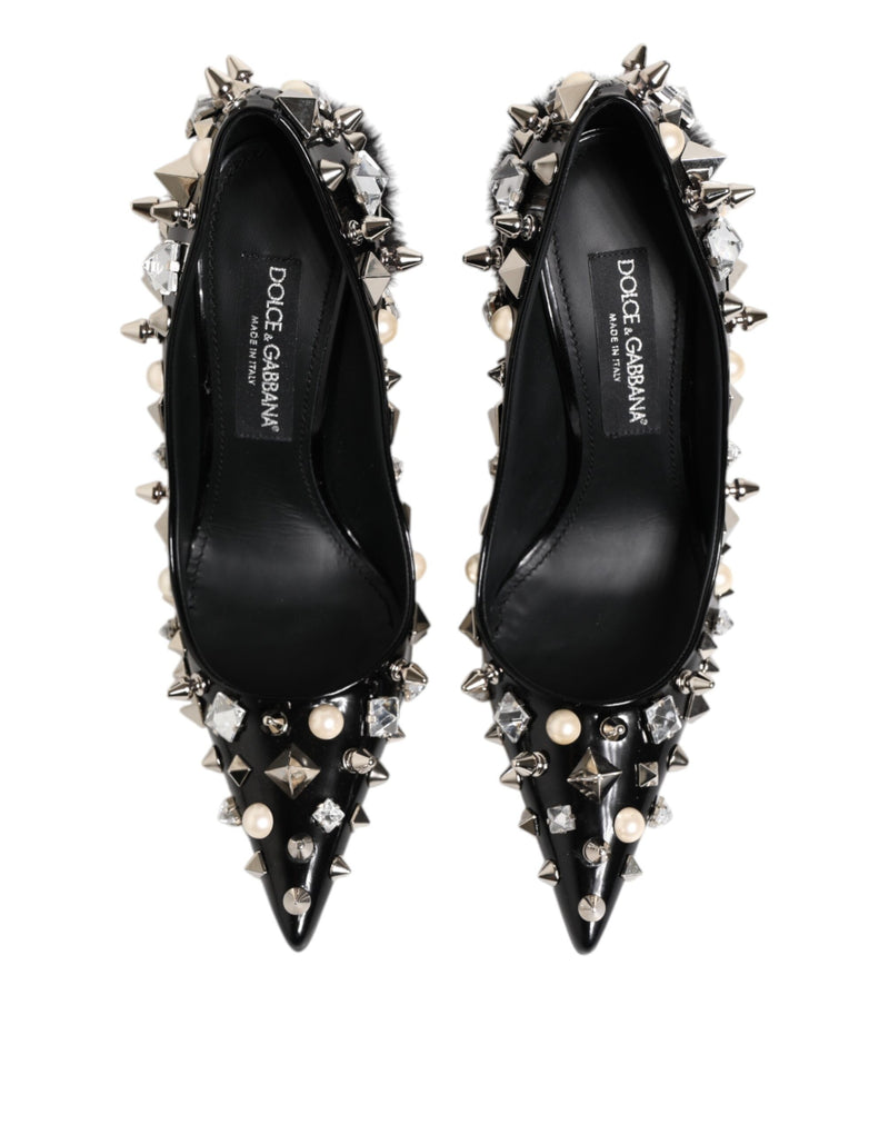 Dolce & Gabbana Black Crystals Studs Stiletto Pumps