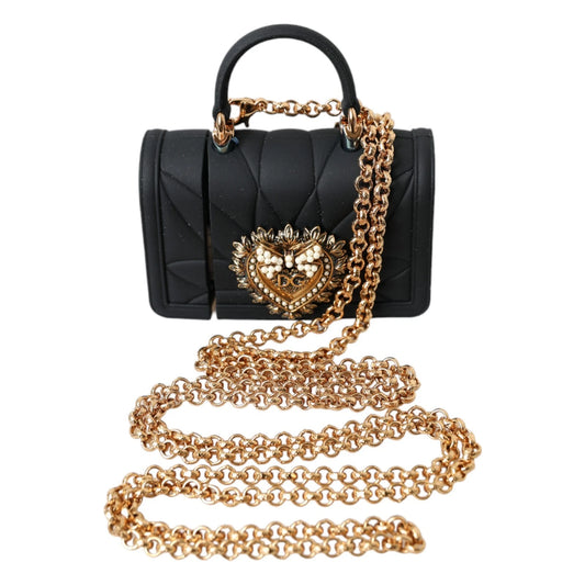 Dolce & Gabbana Hoesje Zwarte Siliconen Devotion Hart Cover Handtas Airpod