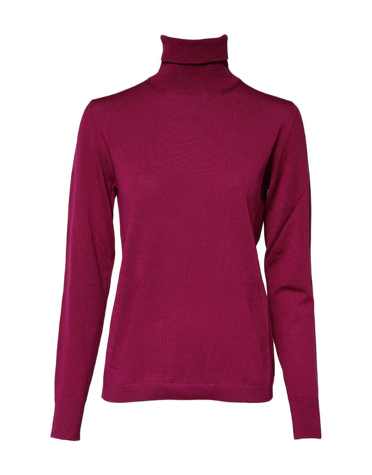 Pull col montant en laine fuchsia à manches longues de Dolce & Gabbana