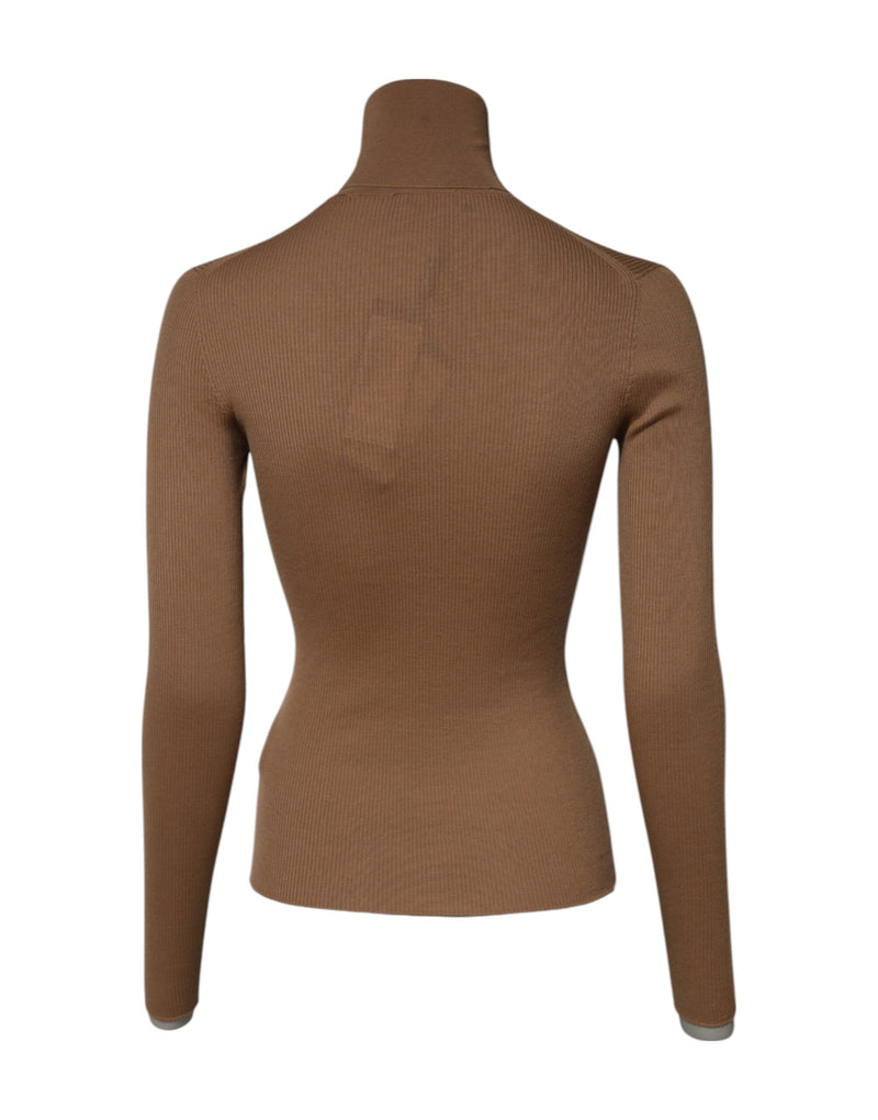 Dolce & Gabbana Brown Knit Long Sleeves Turtleneck Sweater