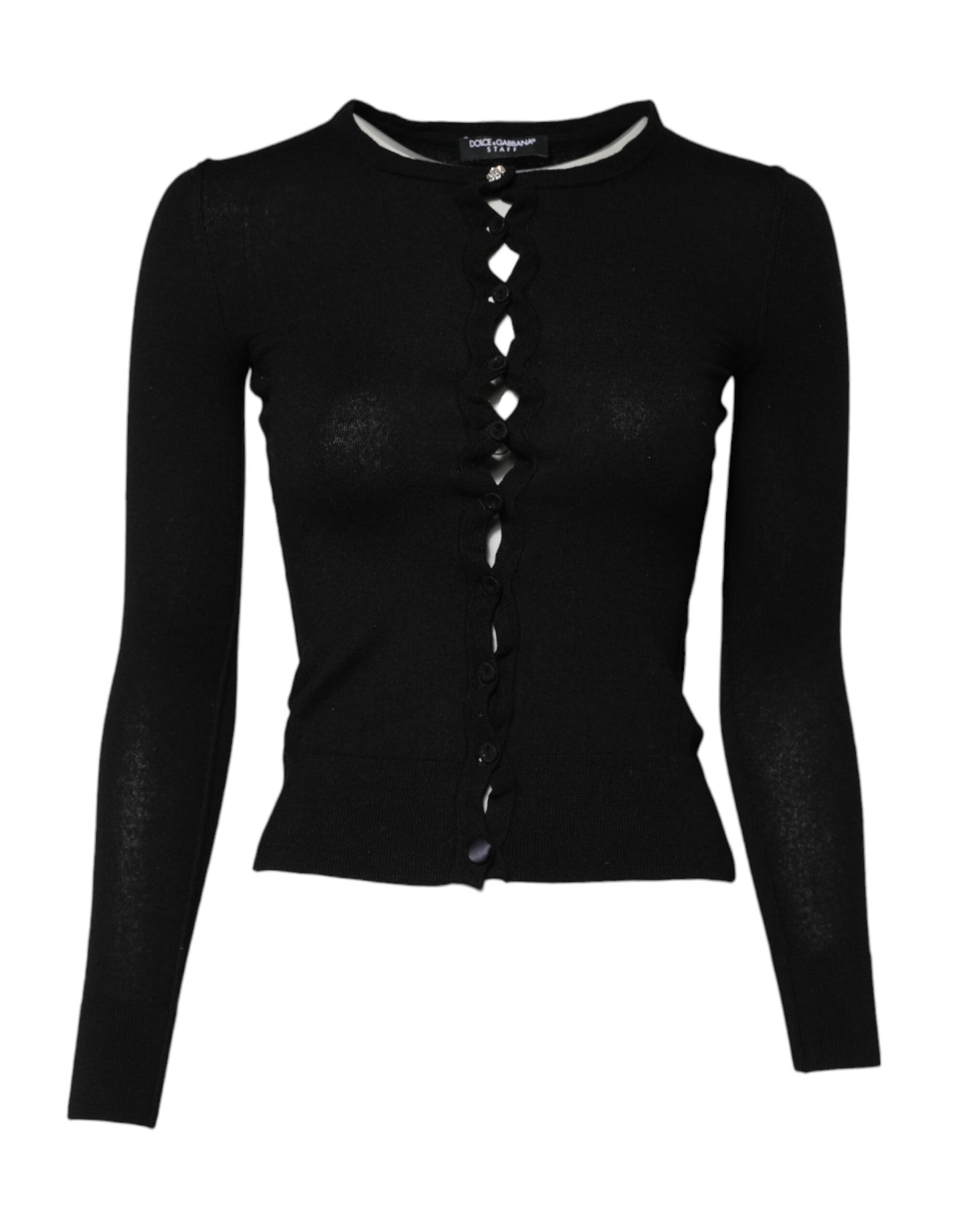 Pull cardigan à col rond noir STAFF de Dolce & Gabbana