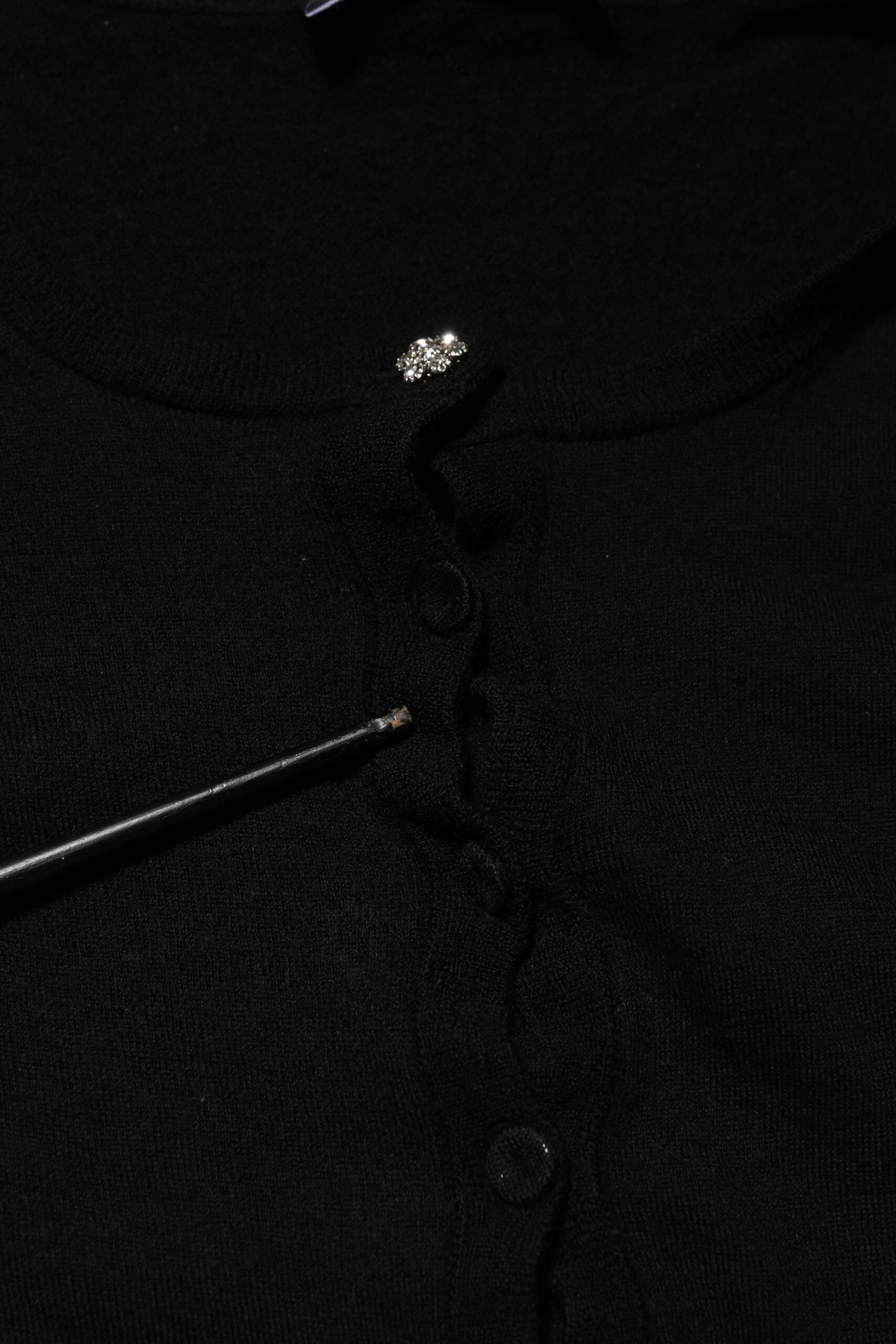 Pull cardigan à col rond noir STAFF de Dolce & Gabbana