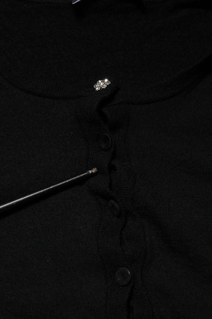 Pull cardigan à col rond noir STAFF de Dolce & Gabbana