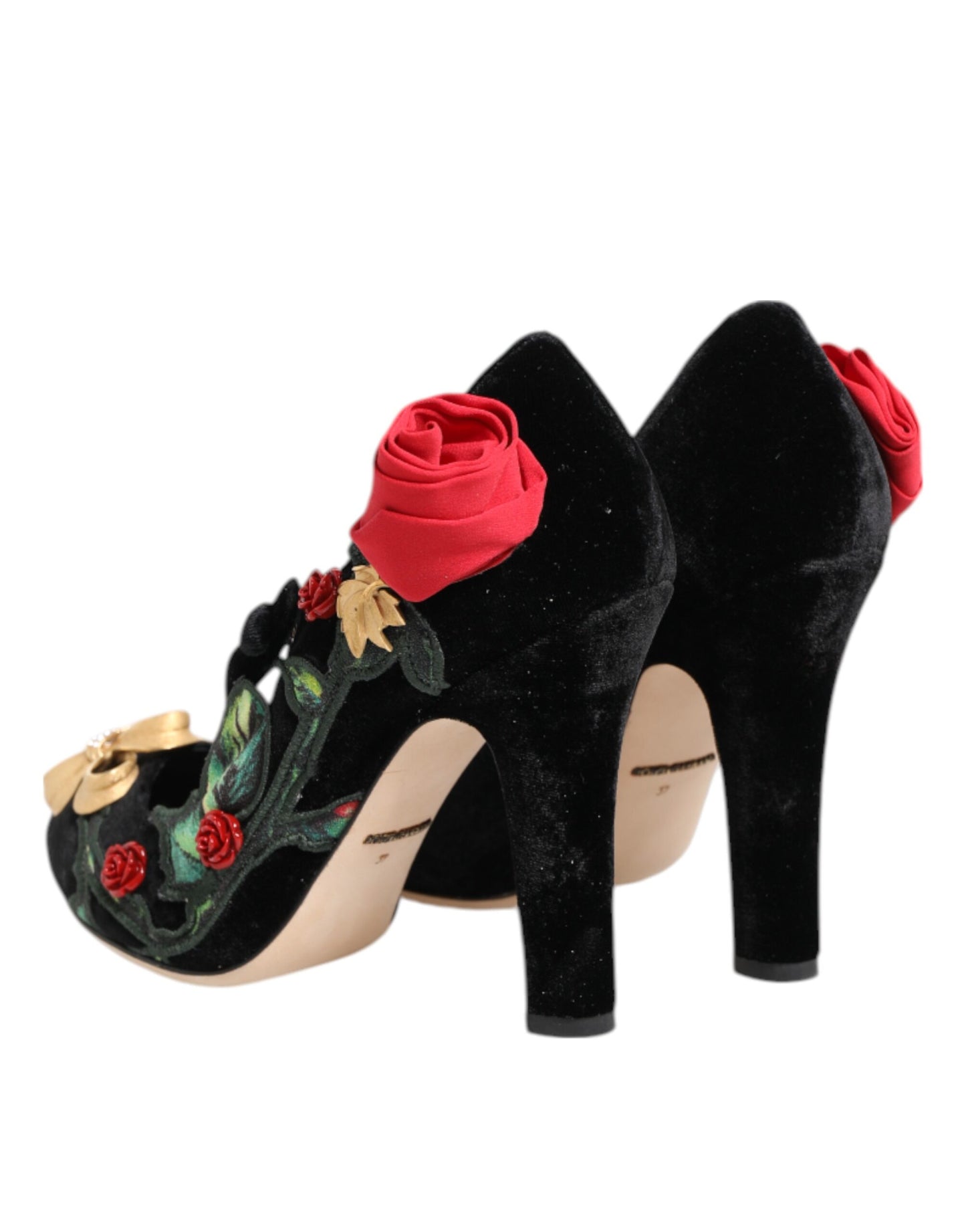 Escarpins Mary Jane à broche en cristal et roses noires de Dolce & Gabbana