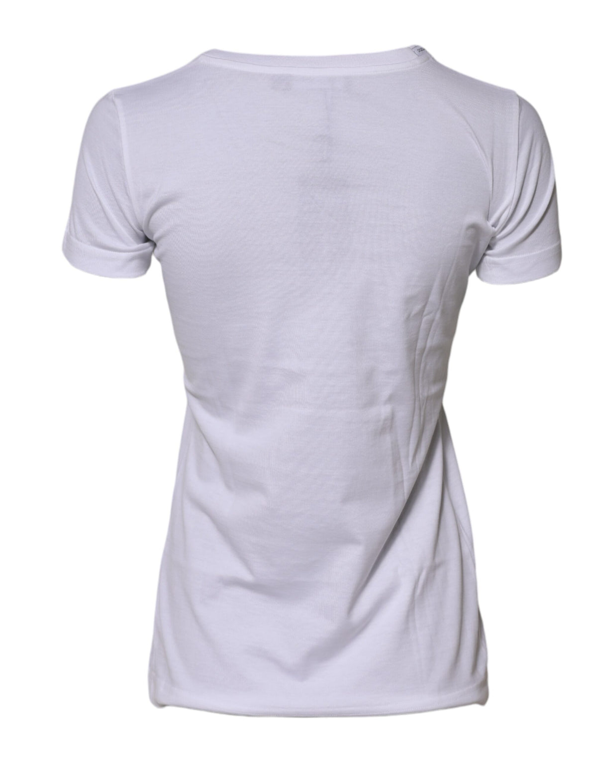 Dolce & Gabbana T-shirt en Coton Blanc à Col Rond et Manches Courtes