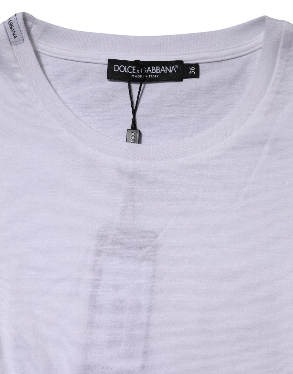 Dolce & Gabbana T-shirt en Coton Blanc à Col Rond et Manches Courtes