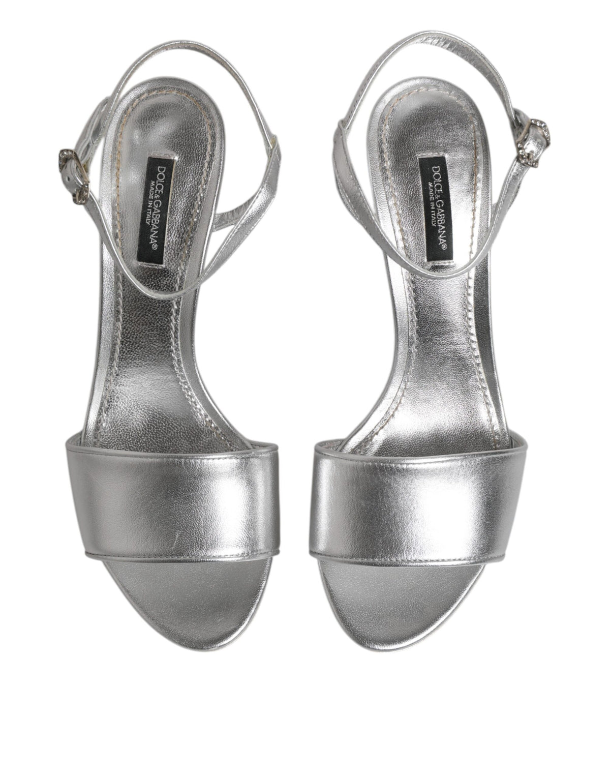 Dolce & Gabbana KEIRA Sandales à Talons Argent à Bride Cheville