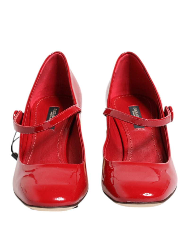 Dolce & Gabbana Red Leather DG Logo Heels Sandals