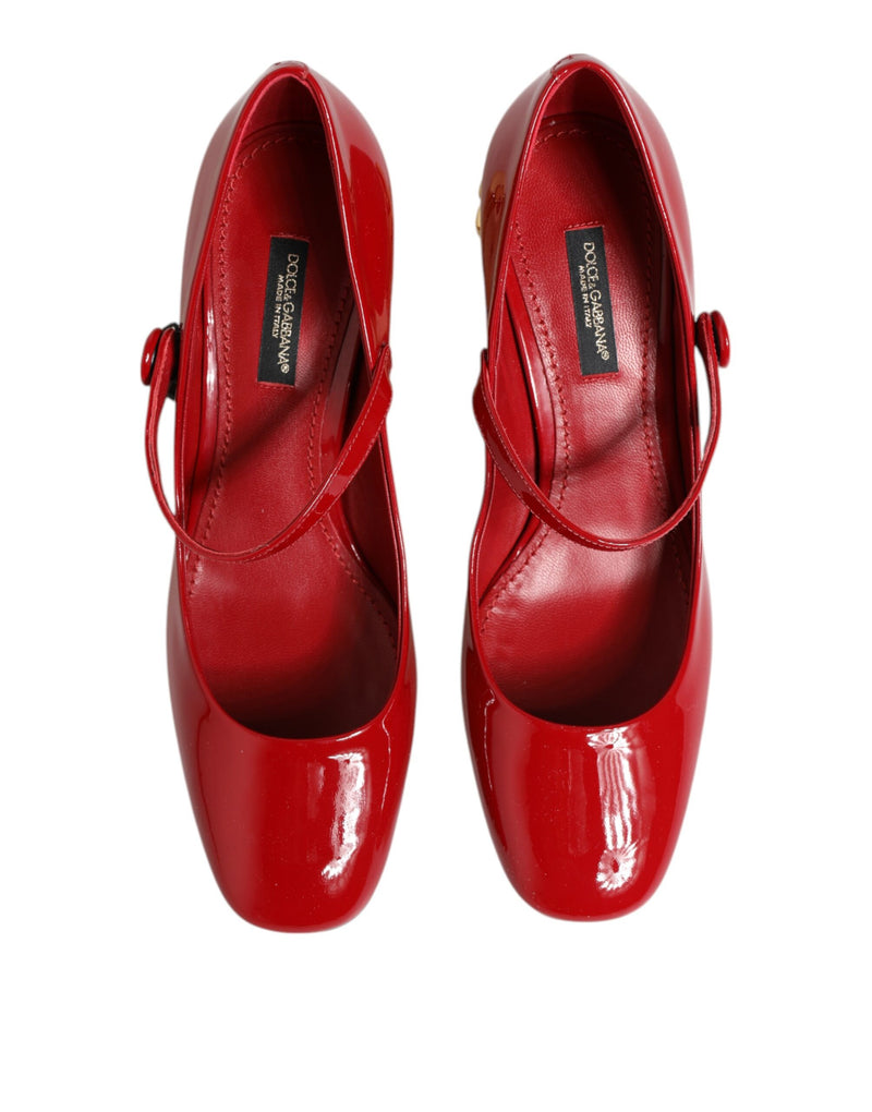 Dolce & Gabbana Red Leather DG Logo Heels Sandals