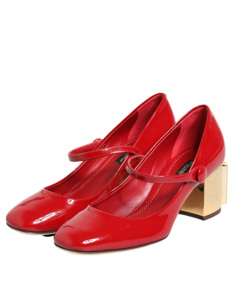 Dolce & Gabbana Red Leather DG Logo Heels Sandals