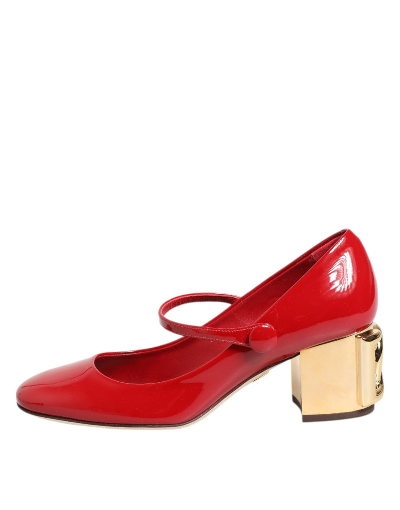 Dolce & Gabbana Red Leather DG Logo Heels Sandals
